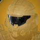 A Spartan wearing the Bell Toll visor looks on into the distance in a rendering for Halo Infinite.